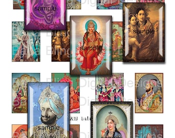 35mm x 50mm, The Romance Of India, digital collage sheets for jewelry,  INSTANT Digital Download, vintage India, bollywood,Buddah, Ganesh