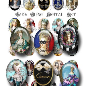 30mm x 40mm cabines, Marie Antoinette, voor hars en glazen tegel hangers, collage vellen voor sieraden, INSTANT Digital Download bij het afrekenen