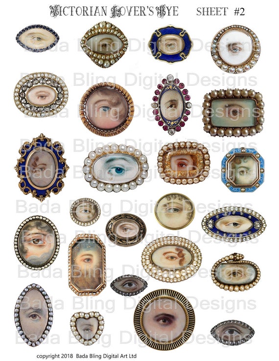Victorian Lover's Eyes #2,Victorian era and Georgian era for pendants, charms and brooches, digital collage sheets INSTANT Digital Download