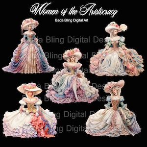 Mujeres elegantes de la aristocracia, imágenes de arte originales para revistas basura, tarjetas de joyería Descarga instantánea, archivo PNG de 10 x 10 y JPEG de 8,5 x 11