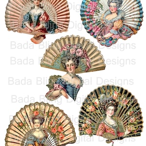 Colección de abanicos de moda de María Antonieta n.° 2 Arte original PNG y JPEG Descarga INSTANTÁNEA Arte imprimible de María Antonieta, diarios