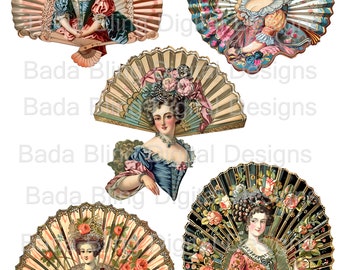 The Fashionable Fan Collection of Marie Antoinette #2 original art PNG & JPEG INSTANT Download Marie Antoinette printable art,  journals