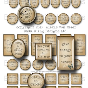 Collage Blatt für Schmuck, Liebe & fördern, Wörter und Phrasen für Anhänger sofort Digital Download an der Kasse, Schmuck-sampler