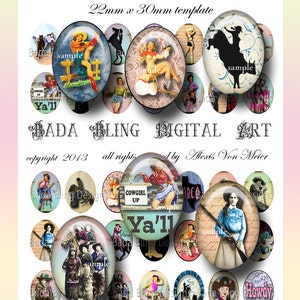 22 x 30 mm cabines, Buckaroo Babes, cowgirl digitale collage vellen voor pendantsINSTANT Digital Download bij de kassa, cowgirl Hangers
