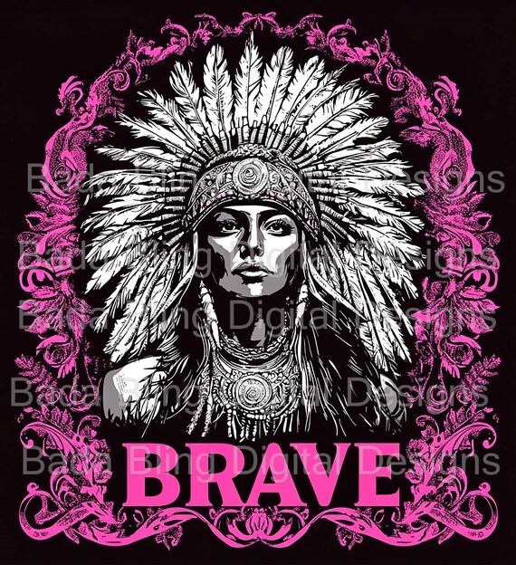 BRAVE Large Image Printable Native American Indian Original Art