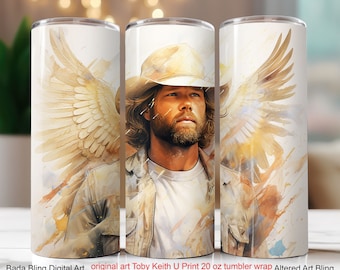 Toby Keith original art, 20oz skinny tumbler sublimation designs, JPEG file and PNG file INSTANT Downloads, Toby Keith tumbler wraps