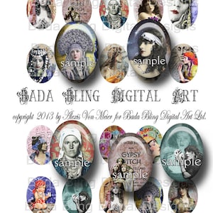 30 mm x 40 mm cabs, Tsiganes, diseuses de bonne aventure, mystiques, Palm lecteurs, feuilles de gypsy de collage, téléchargement immédiat, bijou, carnaval, cirque, gypsy