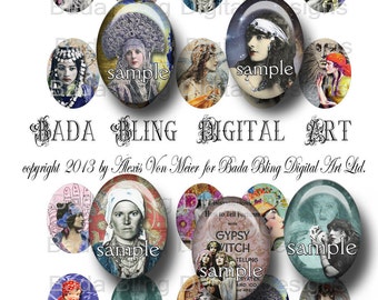 30mm x 40mm cabs, Gypsies,Fortune Tellers, Mystics, Palm Readers,gypsy collage sheets, INSTANT Download, boho jewelry, carnival,circus,gypsy
