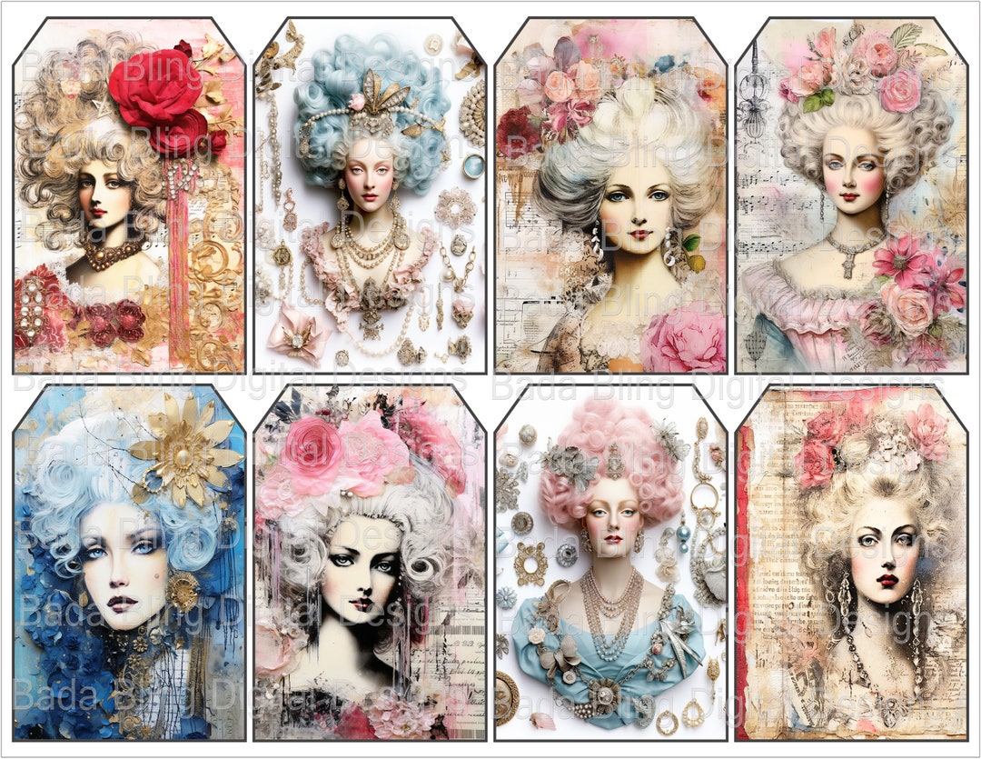 Marie Antoinette Printable Gift Tags, Sheet #3 of 4, Original Art ...