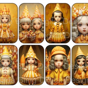 The Candy Corn Kids, printable Altoid tin inserts for shrines or Halloween gift tags, Halloween digital collage sheets, printable gift tags