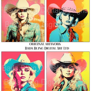 Cowgirl Up Ya&#39;ll # 2 of 2 INSTANT DOWNLOAD, western art, cowgirl collage sheets, for journals, tiles, jewelry, cards, cowgirl wall art