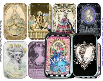 The Life and Style of Marie Antoinette  1 of 2, Altoid tin inserts for shrines/elegant gift tags, digital collage sheets, INSTANT Downloads