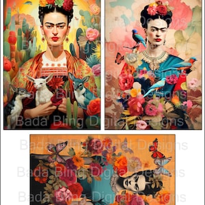 FRIDA Postkarten #2 original Kunst druckbare Postkarten digitale Collage sofortige Download der mexikanischen Künstlerin Frida jedes Bild 10 x 15