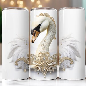 The Elegant Swan, arte original, diseños de sublimación de vasos nupciales de 20 oz, archivos JPEG y PNG, descarga INSTANTÁNEA, envolturas de vasos de fiesta de bodas,
