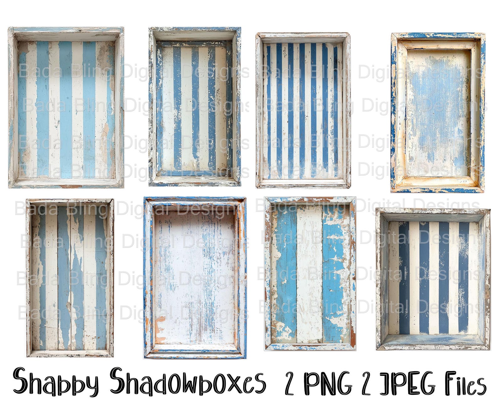 Shadowboxes Destin 8 Shadowboxes in Blue, 2 PNG and 2 JPEG Files, INSTANT Downloads ...