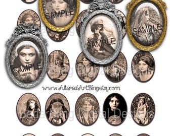 Fortune Tellers, Gypsies and Mystics, 30mm x 40mm, gypsy collage sheets, INSTANT Downloads, boho, tribal, gypsy, tarot, lockets, pendants