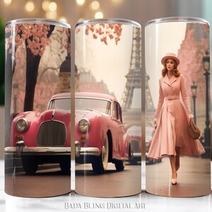 Rosa parisino, arte original, diseños de envoltura de vaso de 20 oz, archivos JPEG y PNG, descargas INSTANTÁNEAS, envolturas de vaso, envolturas de vaso vintage de París