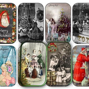 A Very Vintage Christmas  #1 of 4, Altoid tin inserts, gift tags, INSTANT Digital Download, printable tags, Christmas collage sheets,shrines