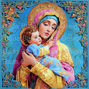 Madonna mit Kind #10 von 12 Mixed Media Kunst SOFORTIGER DOWNLOAD religiöse Collage Blätter katholische Bilder in den Größen 12 x 12 & 8 x 8 religiöse Bilder