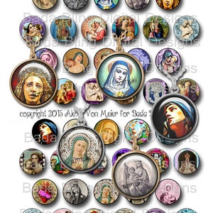25mm circles, Altered Art Madonnas, religious collage sheets for pendants  INSTANT  Download at Checkout, Catholic, Mary, Madonna and Child