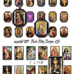 22mm x 30mm Achtecks, das Heilige Kind, Madonna und Kind, INSTANT DOWNLOAD an der Kasse, katholisch, religiöser Schmuck, Maria, 1 x 1/2 Bilder auch
