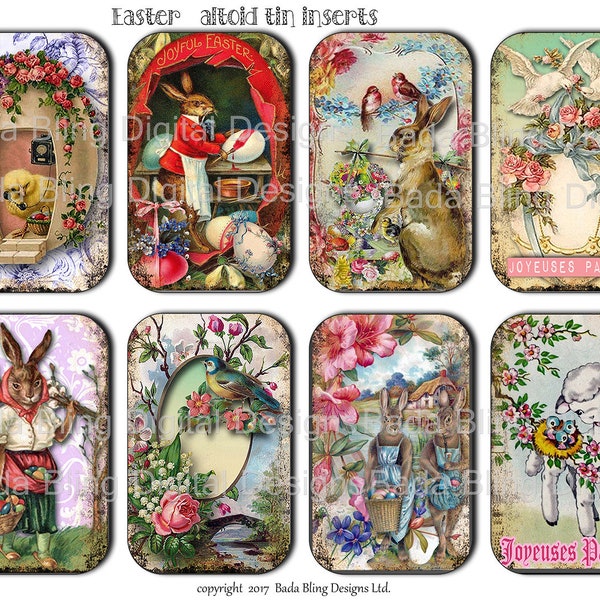 EASTER altoid tin inserts,  gift tags,  INSTANT Digital Download at Checkout, printable gift tags, Easter collage sheets,bunies, birds,eggs