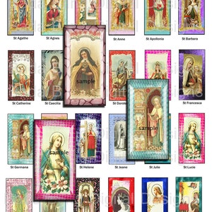 1 x 2  The Female Saints, images for pendants, INSTANT Download at Checkout, 1x2 digital collage sheets, Catholic images for jewelry, Saints