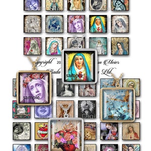 Inchies, Altered Art, antica preghiera carte, DOWNLOAD immediato al momento del Checkout, fogli di collage religiosa. Madonna, ciondoli cattoliche