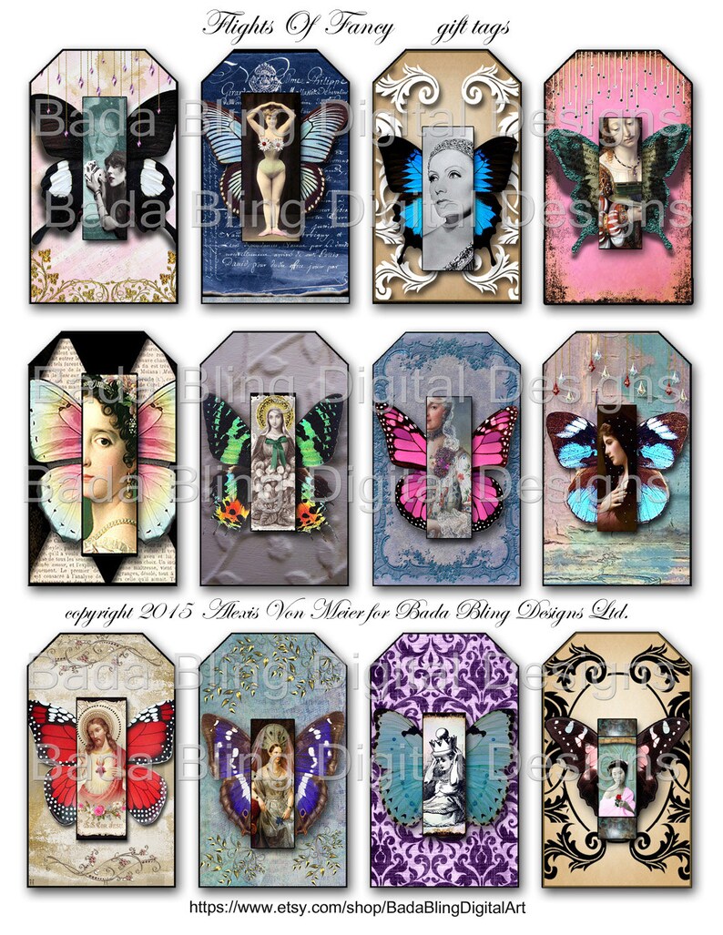 Gift Tags, Flights of Fancy, INSTANT Digital Download at Checkout Tags ...