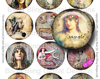 My Favorite Gypsies, altered art collage sheets, 2.5 " images,INSTANT Download, pill cases, glass tiles,gypsy,fortune tellers,mystics,boho