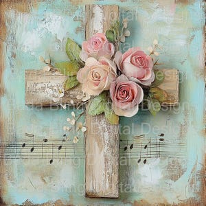 A Velha Cruz de Madeira DOWNLOAD INSTANTÂNEO arte religiosa Impressão sob demanda Use OK Desenhos de camisetas de Páscoa Arte cristã Arte de Páscoa cruz floral