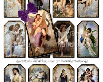 gift tags, Angels and Cherubs...religious collage sheets,  INSTANT Digital Download at Checkout, Christmas gift tags, angels, cherubs