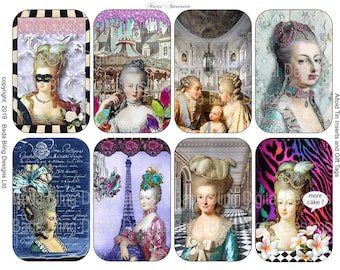 Marie Antoinette altoid tin inserts for shrines or gift tags, digital collage sheets, INSTANT Downloads, altered art collage sheets, Paris