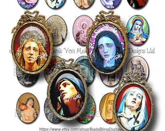 Altered Art Madonna, 30mm x 40mm collage sheets, INSTANT  Download at Checkout, religious collage sheets,  Holy Mother, vintage Madonna