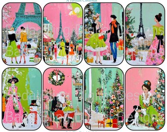 A Parisian Christmas Altoid Tin Inserts  INSTANT Download Christmas in Paris collage sheets Altoid tin shrines, printable gift tags  2 files