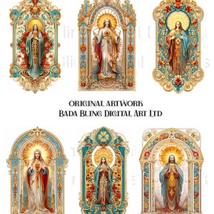 Tarjetas sagradas, hojas de collage religioso, descarga digital instantánea al finalizar la compra, etiquetas religiosas, imágenes católicas