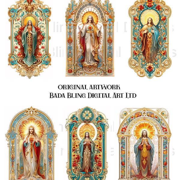 Tarjetas sagradas, hojas de collage religioso, descarga digital instantánea al finalizar la compra, etiquetas religiosas, imágenes católicas en formato JPEG