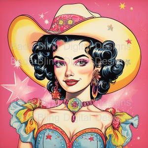 Transferência de imagem grande Cowgirl Cutie, 13 x 13 PNG e JPEG, download instantâneo, impressão sob demanda, uso OK, downloads digitais de cowgirl