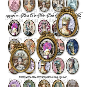 Marie Antoinette... Gets A Facelift,  30mm x 40mm cabs,   INSTANT DOWNLOAD at Checkout,  Marie Antoinette collage sheets,brooches, lockets