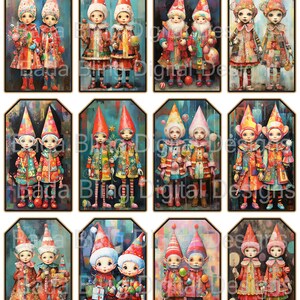 We Are Santa&#39;s Elves, original art Christmas tags, Instant Download, Christmas tags,Christmas pintables, Santa Claus pintables, holiday tags