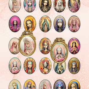 30mm x 40mm The Blessed Mother, original art, INSTANT  Download, Catholic images for pendants & brooches, religious collage sheets, Madonna
