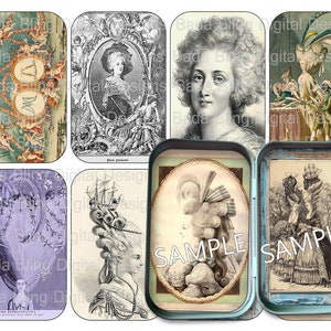The Life and Style of Marie Antoinette  sheet 2, Altoid tin inserts for shrines/elegant gift tags, digital collage sheets, INSTANT Downloads