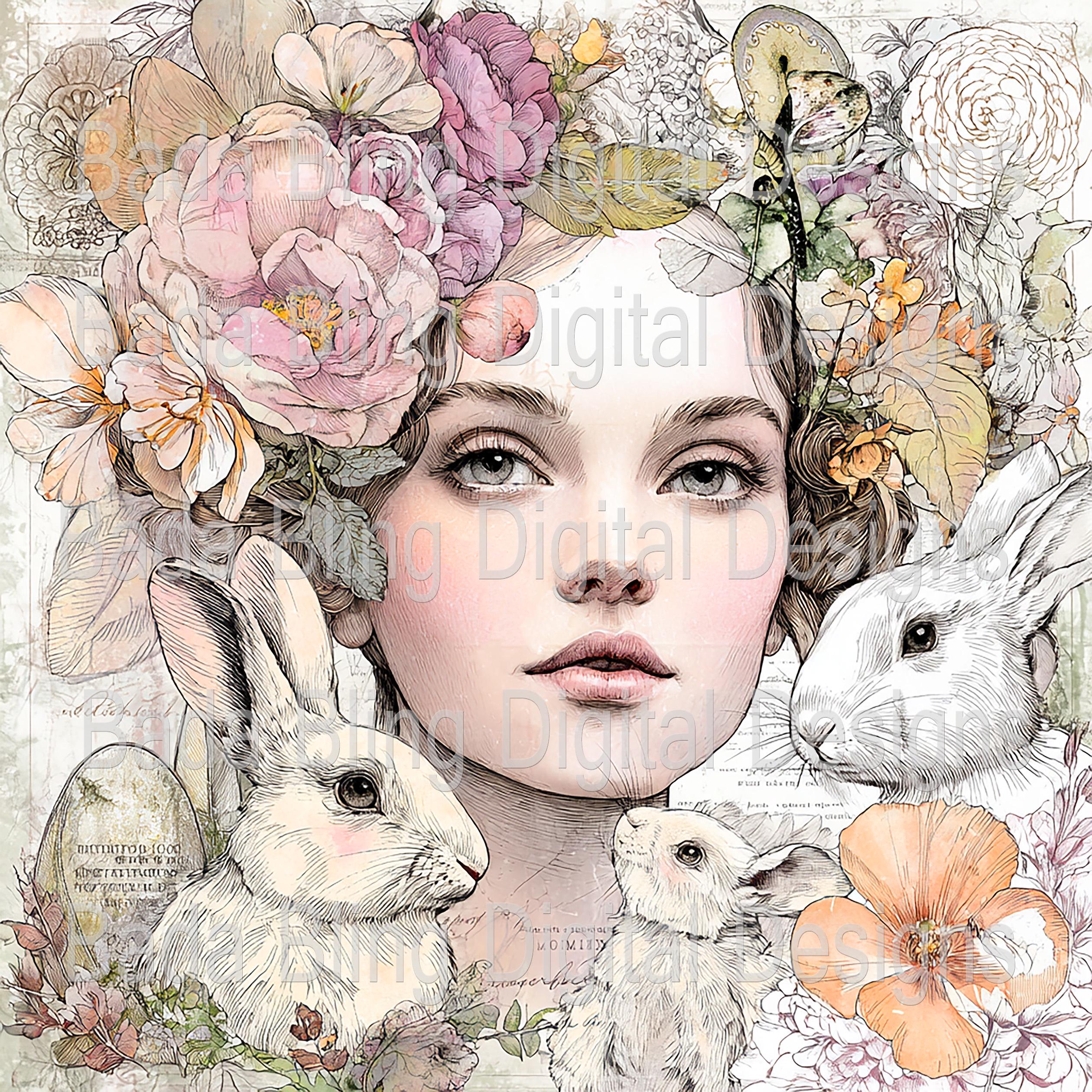 12 Inch Easter Collage Art 10 Original Design Creation Easter
