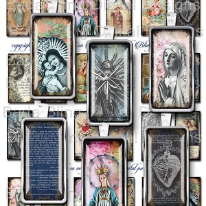 1 X 2, Cartes de Prière Catholiques et Cartes Saintes, feuille 2...  INSTANT DOWNLOAD à Checkout, pendentifs soudés, dominos, images catholiques
