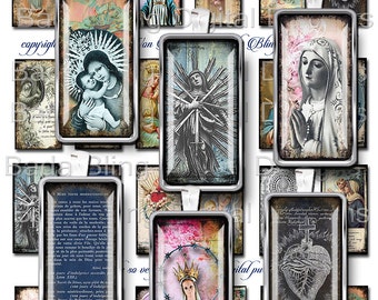 1 X 2, Catholic Prayer Cards &  Holy Cards, sheet 2...  INSTANT DOWNLOAD at Checkout, soldered pendants, dominos, Catholic images