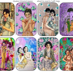 Opulent Oriental Women,Altoid tin shrines,printable gift tags, digital collage sheets,INSTANT Digital Download,Geishas,vintage orientals,zen
