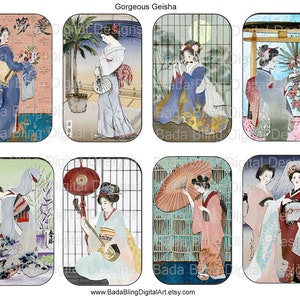 Gorgeous Geisha for Altoid tin art, printable gift tags, digital collage sheets, INSTANT Digital Download, Geishas, vintage Orientals, zen image 1