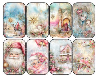 A Pastel Christmas Altoid Tin Inserts INSTANT Digital Download Christmas collage sheets Altoid tin shrines, printable gift tags   2 files