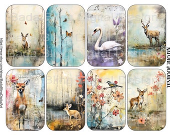 Nature Journal Altoid tin inserts or elegant gift tags INSTANT Downloads, shrines, printable gift tags, forest animals, fox, deer, rabbits