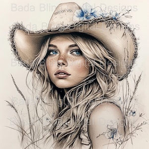 Vintage Cowgirl #4 12 x 12 transferência de imagem grande Download INSTANTÂNEO Imprimir sob demanda usar OK blocos de tecido de arte para impressão cowgirl presentes de Natal